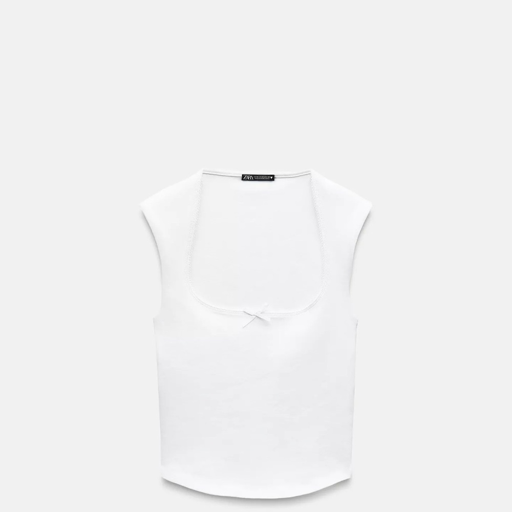 Zara White Sleeveless Blouse